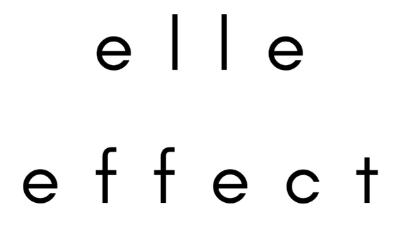 Black text 'elle effect' on a white background